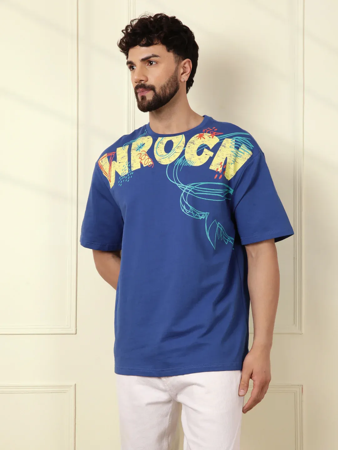 Men’s Blue Oversized Graphic T-Shirt - Image 4