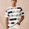 Men’s Black & White Abstract Stripe T-Shirt