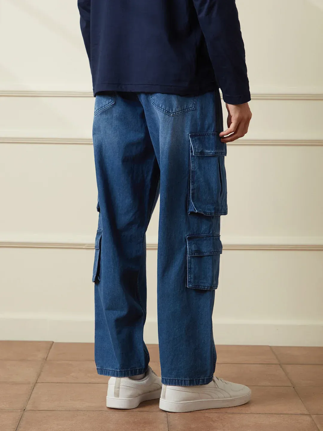 Blue Denim Cargo Jeans - Image 3