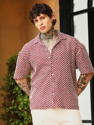 Geo-Print Cuban Collar Shirt – US Trend Luxe Edition