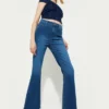 US Trend Mid-Blue Bootcut Women’s Jeans – High-Value Wardrobe Investment with Global Fashion Edge