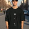 Men’s Black “Hang in There” Astronaut Graphic Oversized T-Shirt