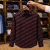 Men’s Classic Maroon & Black Stripe Shirt – Smart Formal Look