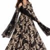 Women’s Black Floral Anarkali Suit Set – Statement Print with Sheer Dupatta