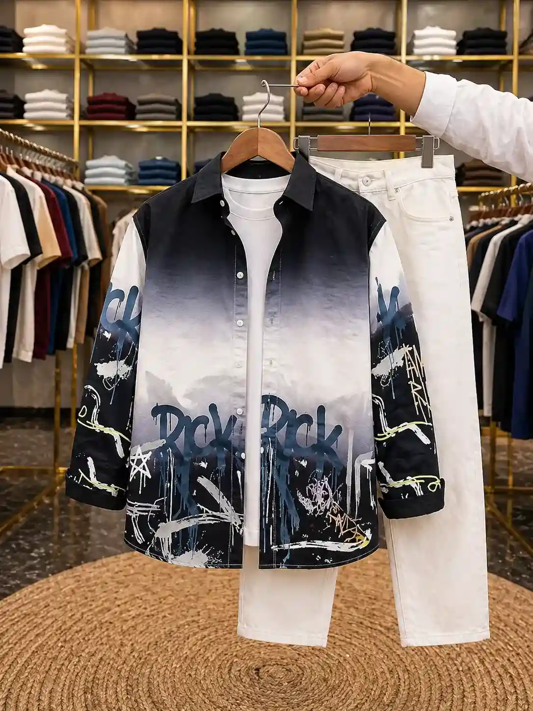 Men’s Luxury Printed Shirt & White Jeans Combo – Premium Casual Wear - Image 2