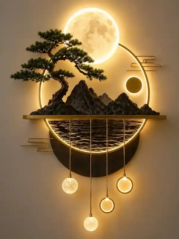 Premium Decorative Wall Light – Zen Moon Landscape Edition