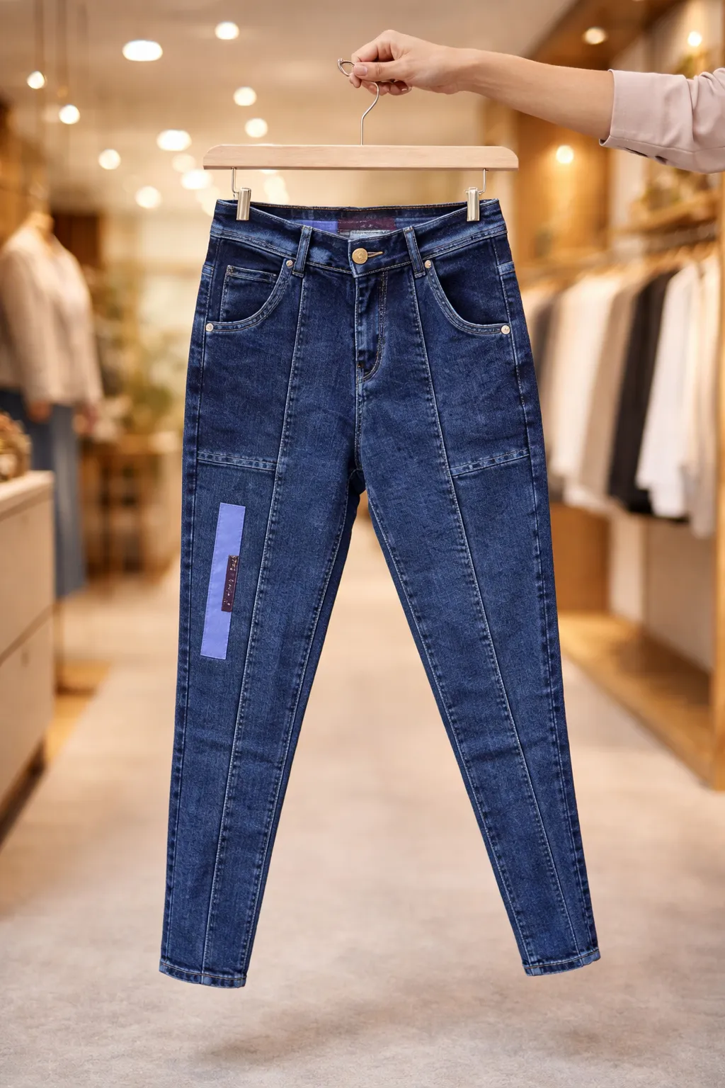 Men’s Premium Blue Denim Jeans – Modern Panel Design Statement Fit - Image 2
