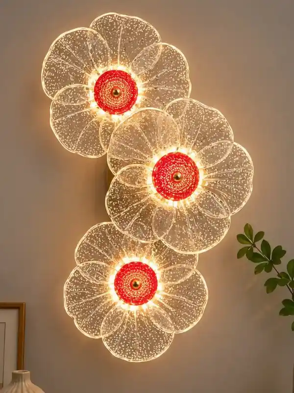 Premium Flower Wall Light – Crystal Petal LED Decor Lamp (3-Flower Design) - Image 2