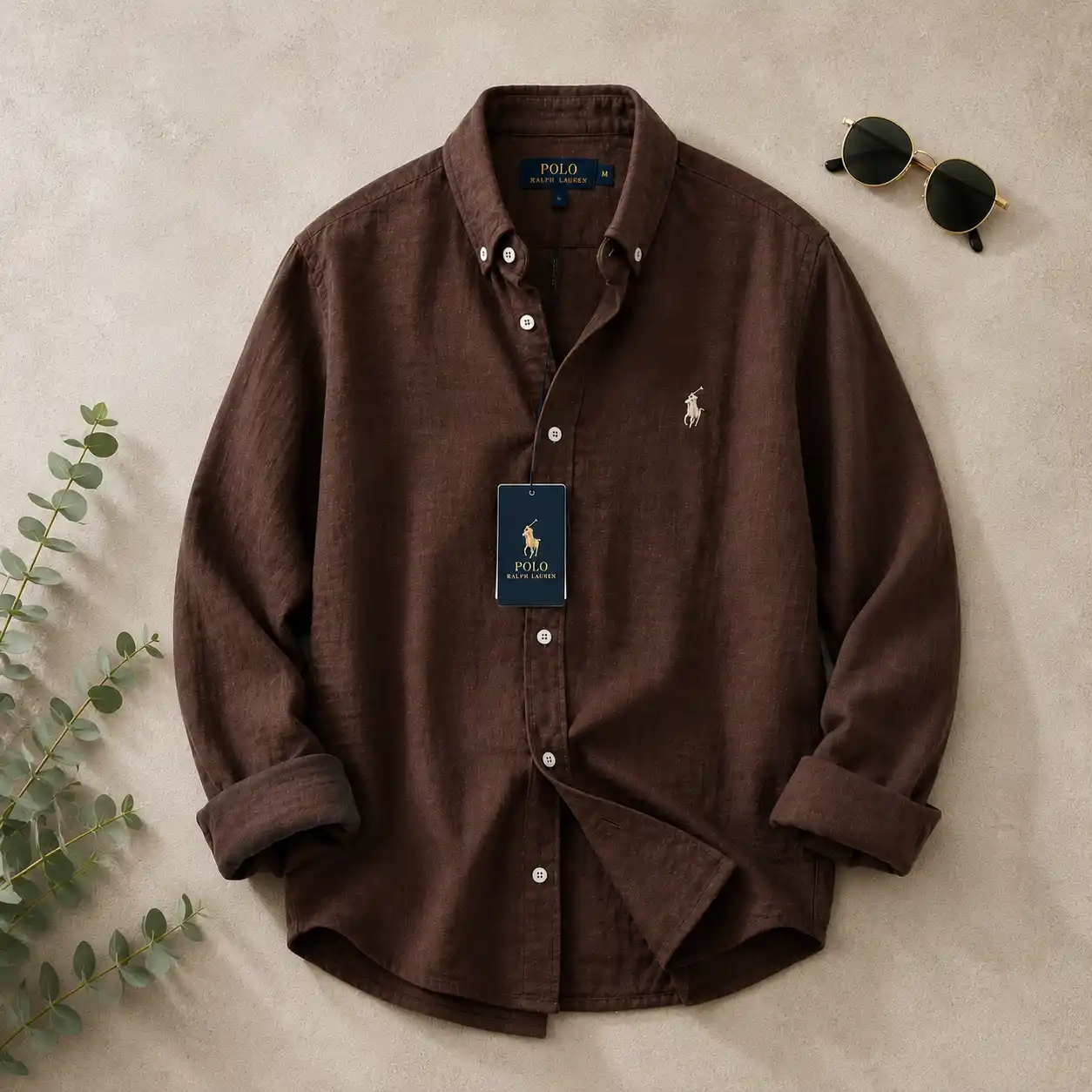 Classic Earth-Tone Button-Down Long Sleeve Shirt