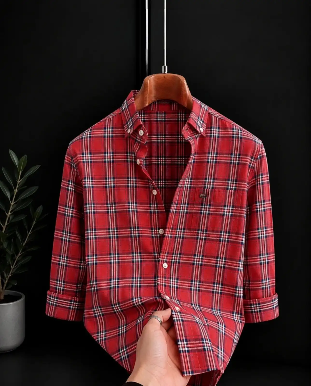 Men's Light Blue Striped Casual Cotton Shirt - Image 2