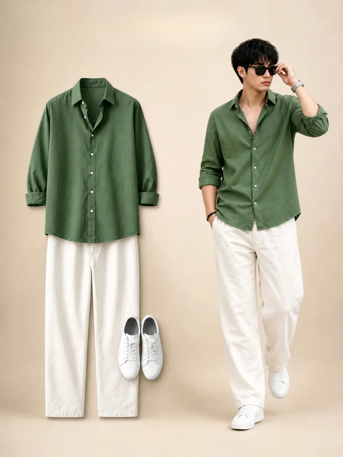Sophisticated Wine Wine Shirt & Off-White Trousers Combo - Image 2