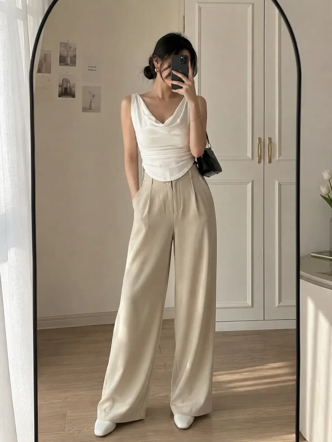 Sophisticated Pinstripe Crop Top & Wide-Leg Trouser Set - Image 2