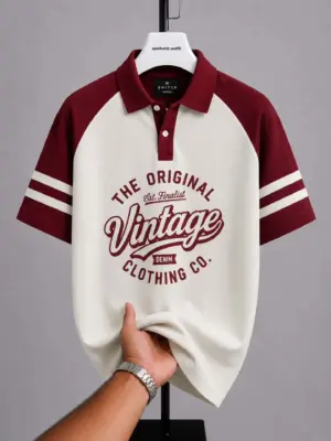 Classic Retro-Style Raglan Polo Vintage Inspired