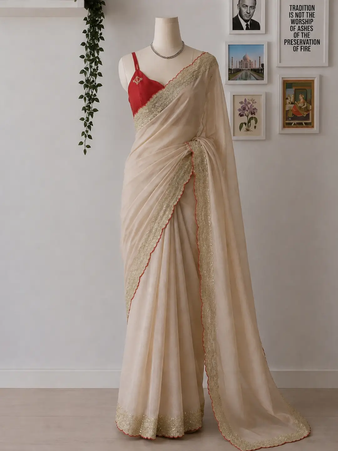 Exquisite Lavender Tissue Silk Saree with Strappy Blouse Set - Image 4