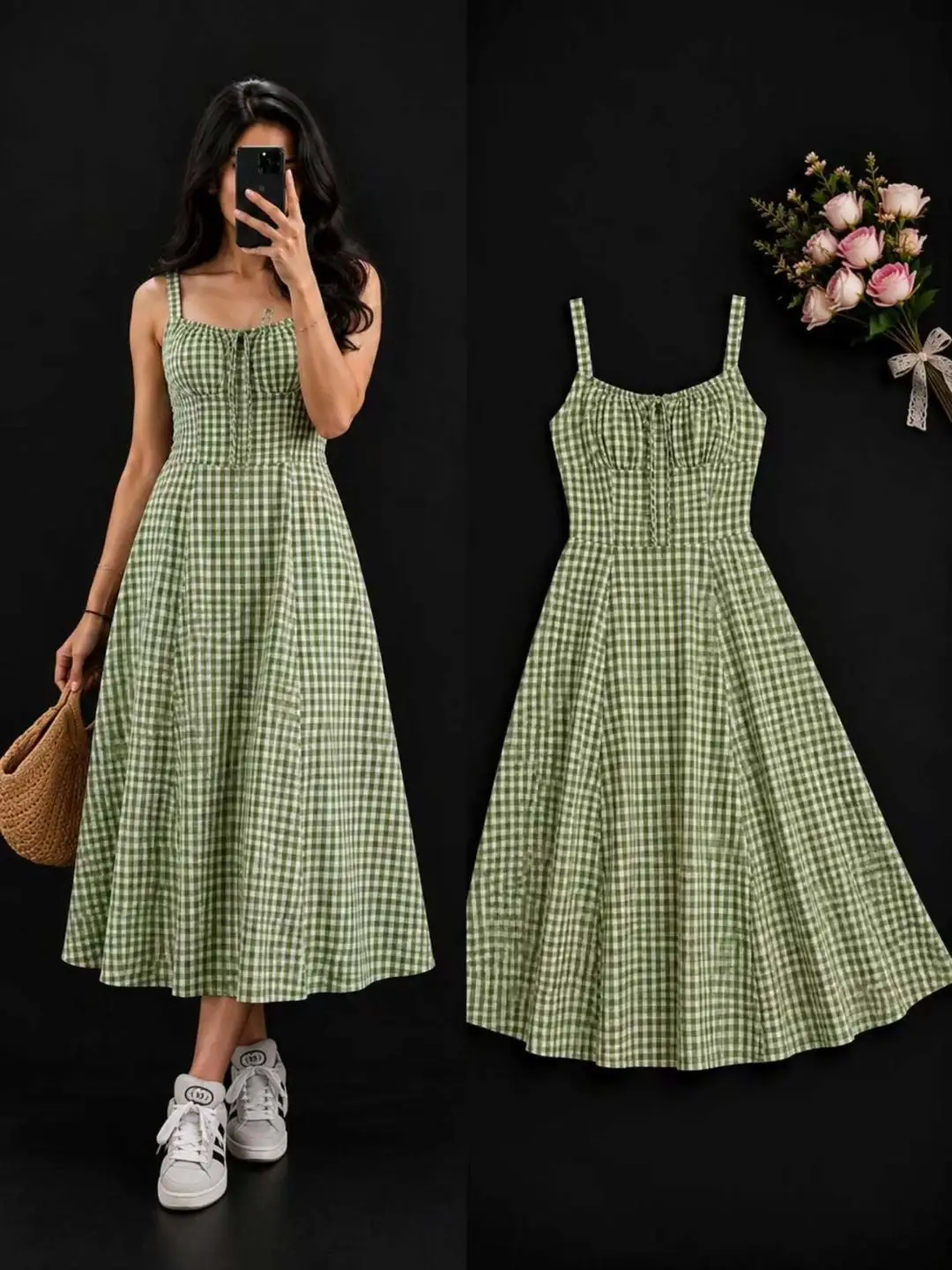 Teal Geometric Print Tiered Maxi Dress - Image 3