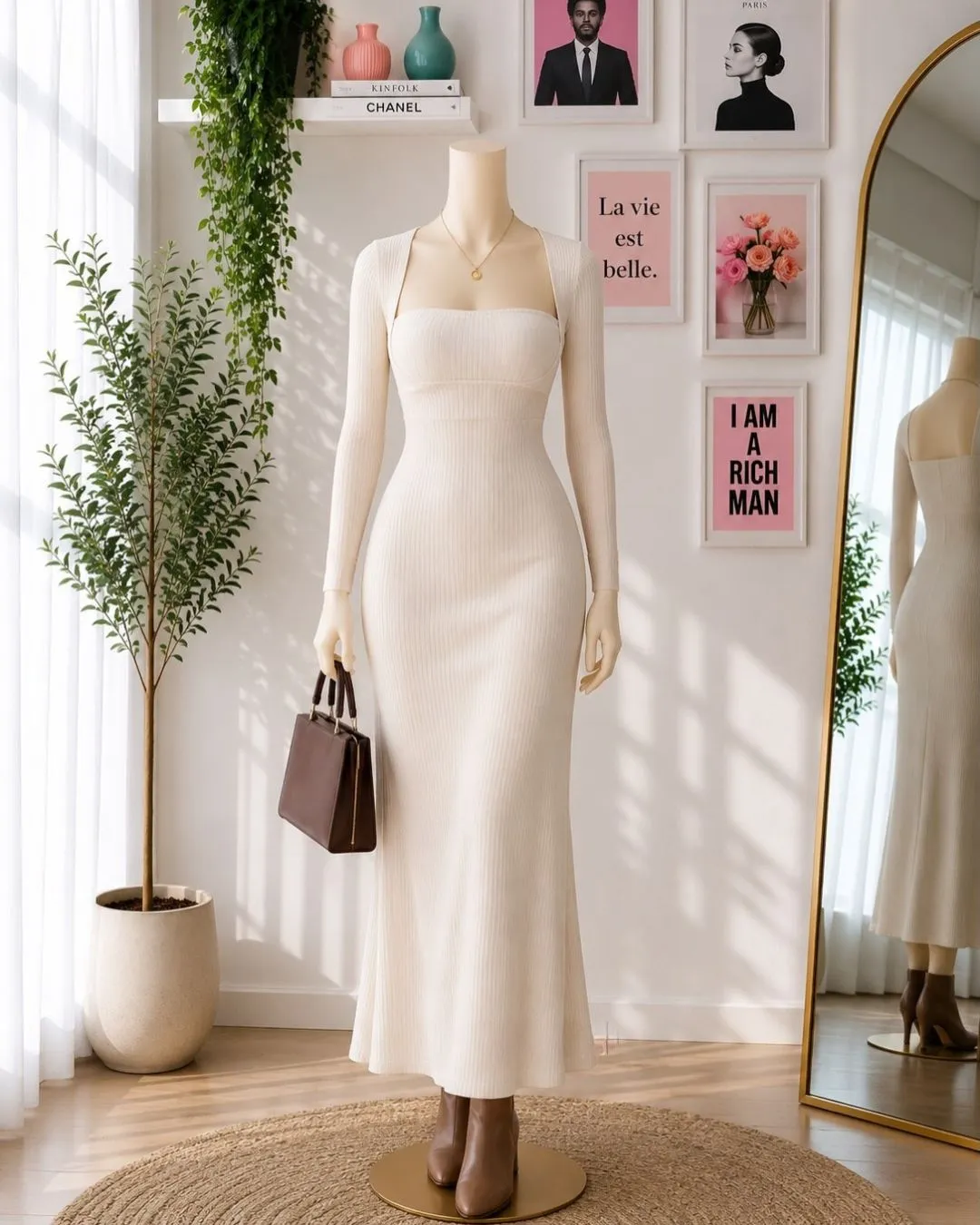 Sophisticated Maroon Ruched-Bust Midi Evening Gown - Image 4