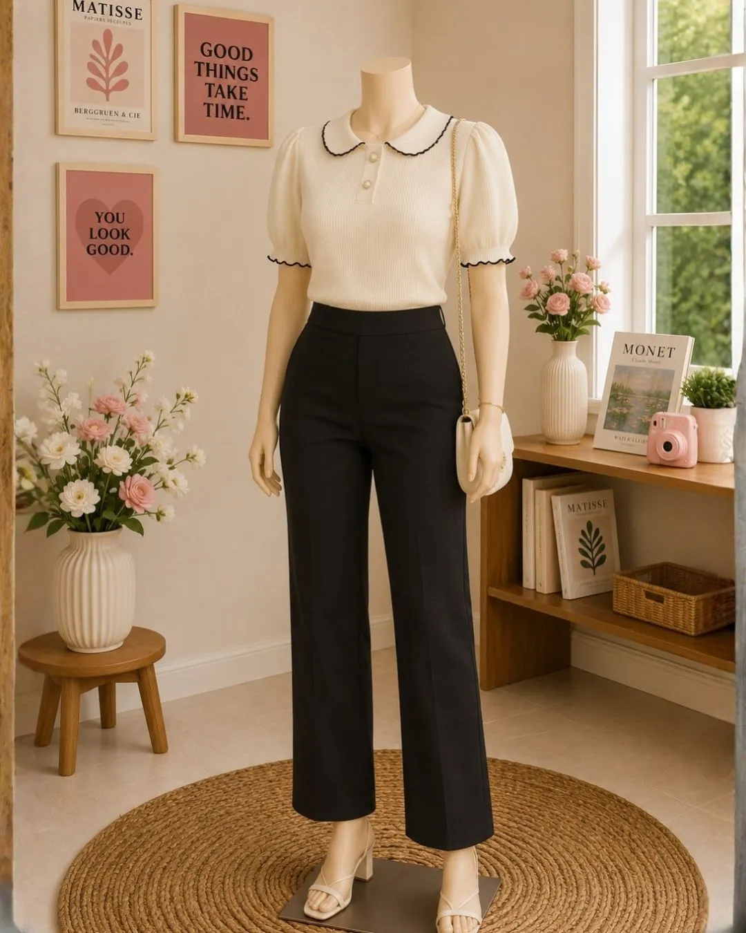 Chic Plum Peplum Top & White Denim Flare Set - Image 4