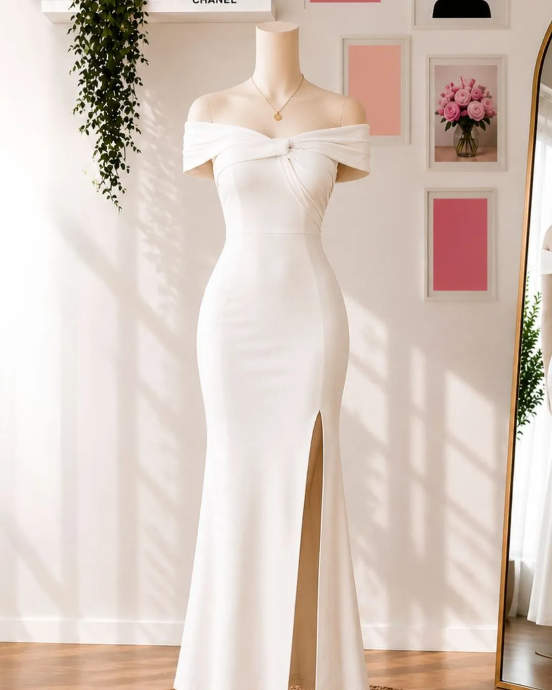 Sophisticated Maroon Ruched-Bust Midi Evening Gown - Image 2
