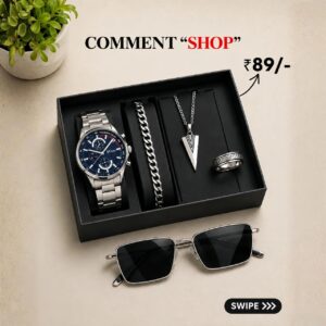 Premium Men 5-Piece Accessory Gift Box & Sunglasses Set