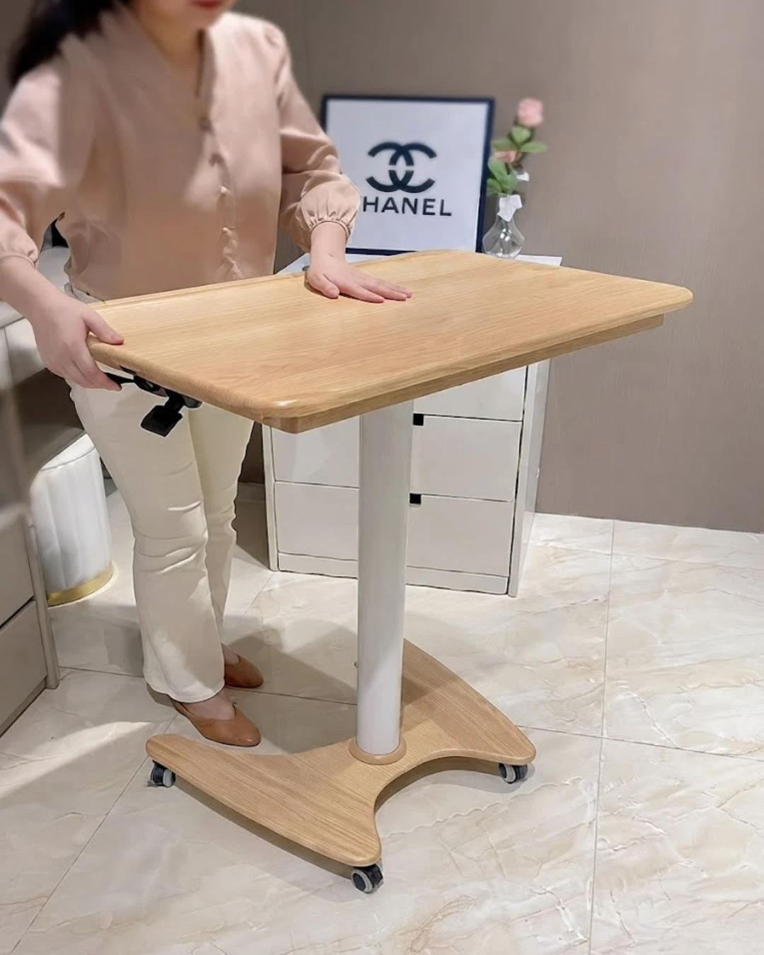Height-Adjustable Rolling Laptop Table / Overbed Desk - Image 2