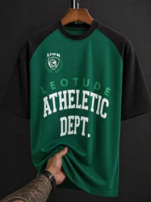 Men Green and Black Colorblock Graphic T-Shirt