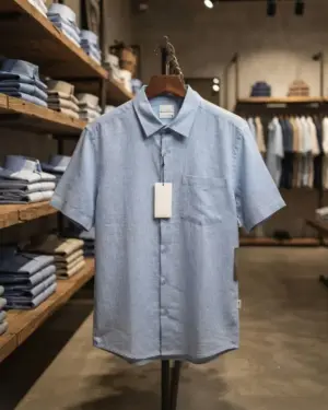 Men Short-Sleeve Regular-Fit Button-Down Casual Shirt with Chest Pocket