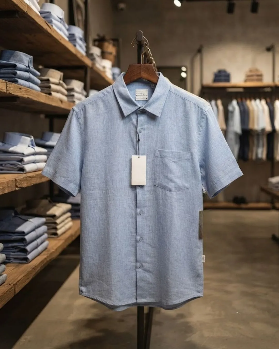 Men Short-Sleeve Regular-Fit Button-Down Casual Shirt with Chest Pocket
