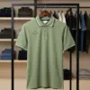 Men Short-Sleeve Striped-Trim Polo T-Shirt with Chest Embroidery
