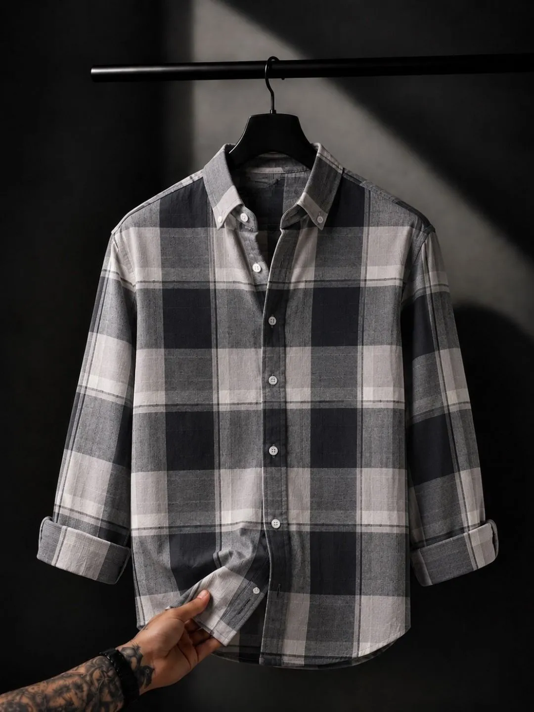 Classic Blue & White Plaid Checkered Casual Shirt - Image 2