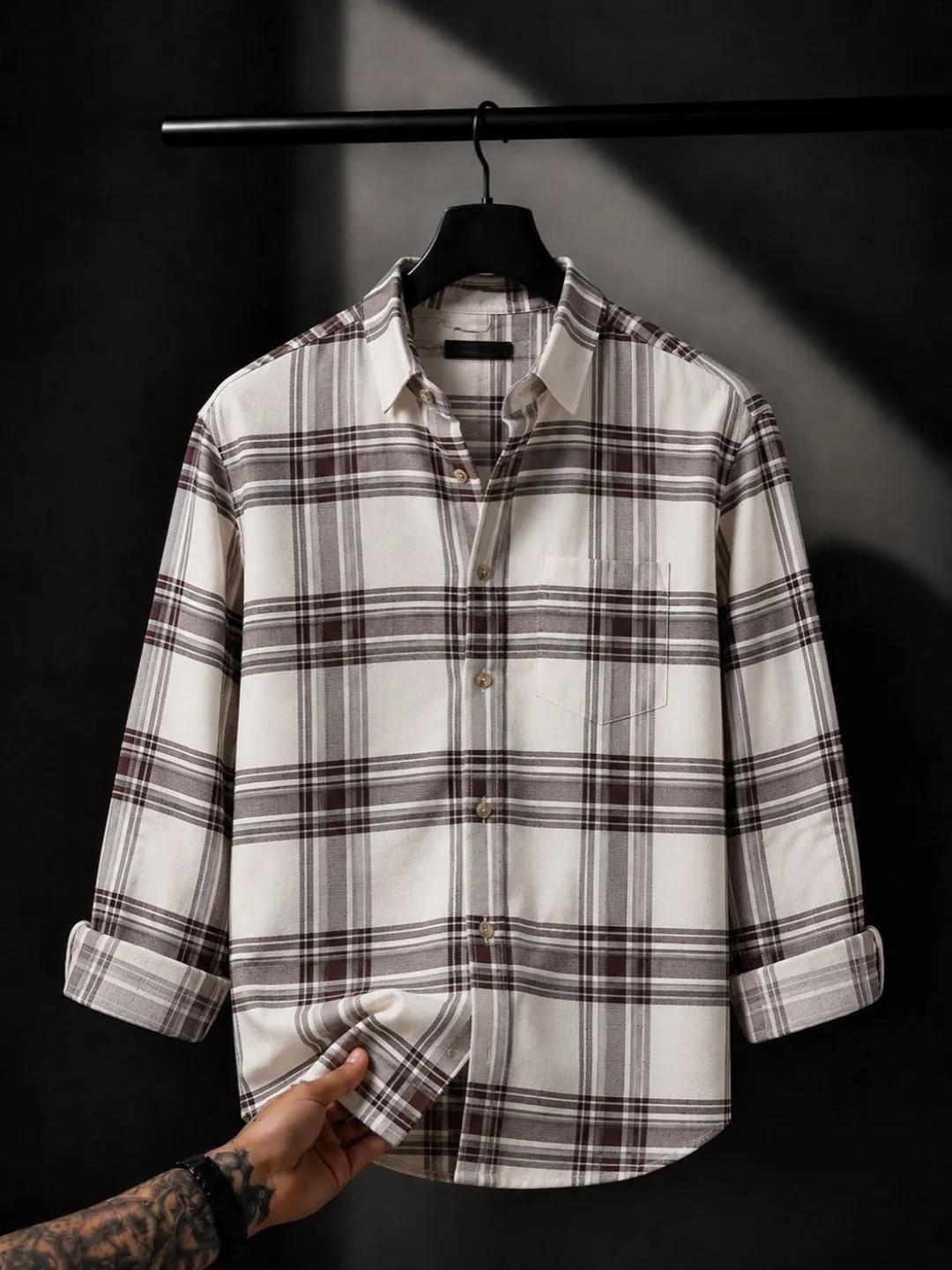 Classic Blue & White Plaid Checkered Casual Shirt - Image 3