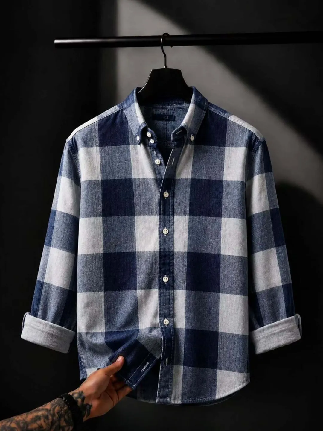 Men Brown and Tan Patterned Check Plaid Full-Sleeve Casual Shirt - Image 3