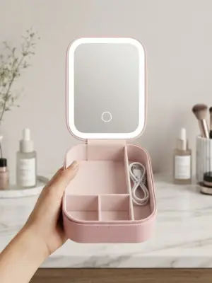 Portable LED Light Makeup and Jewelry Storage Box