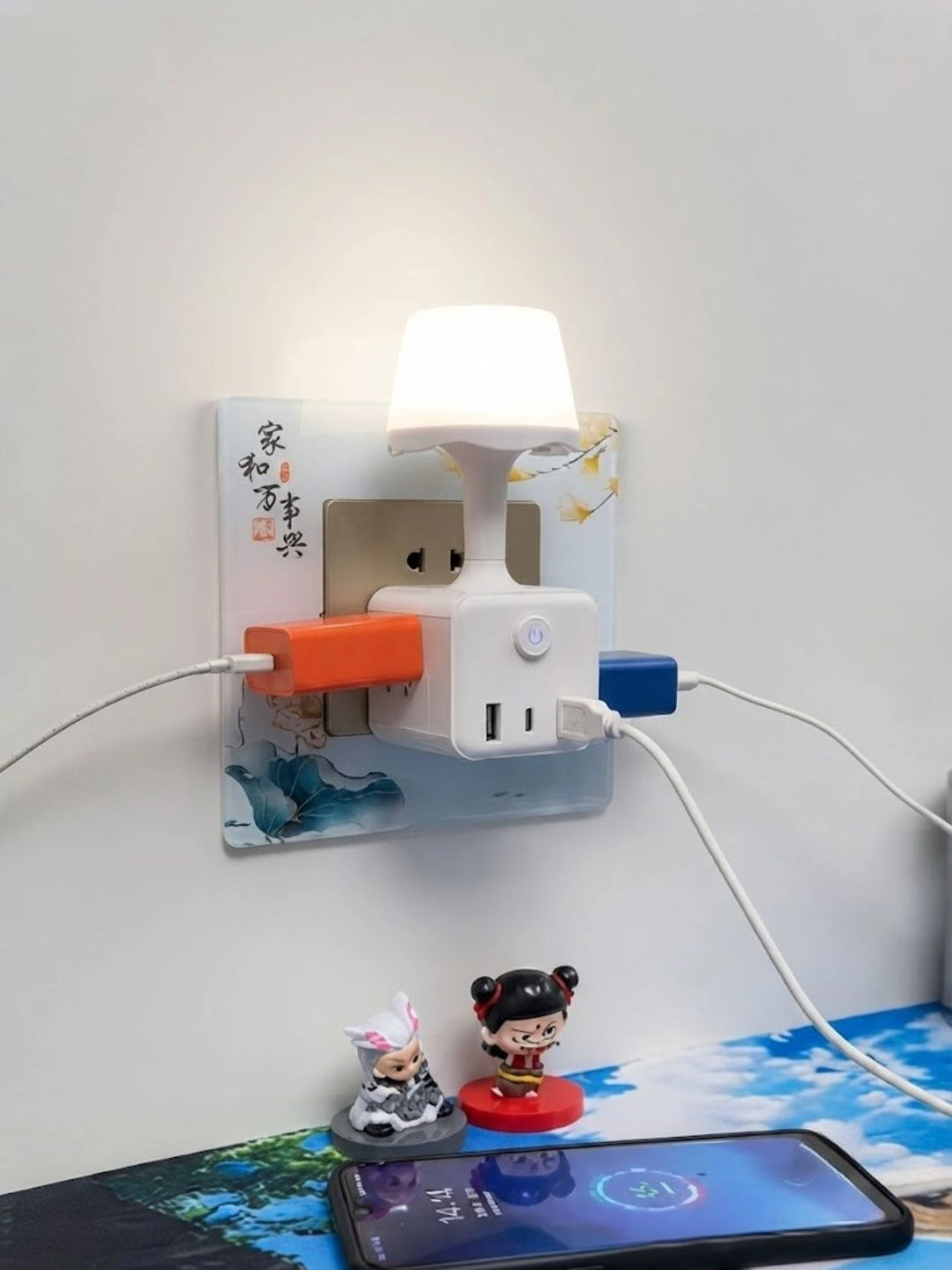 Multi-Plug Wall Adapter with Integrated LED Night Light - Image 2