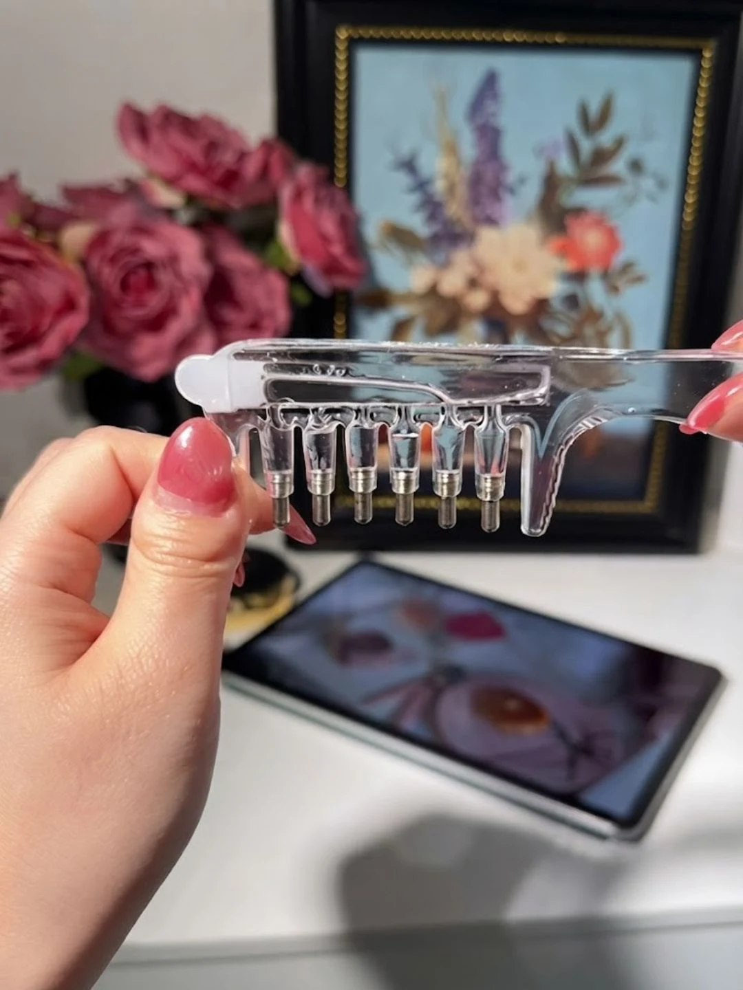 Liquid Dispensing Hair Scalp Massager and Root Applicator Comb