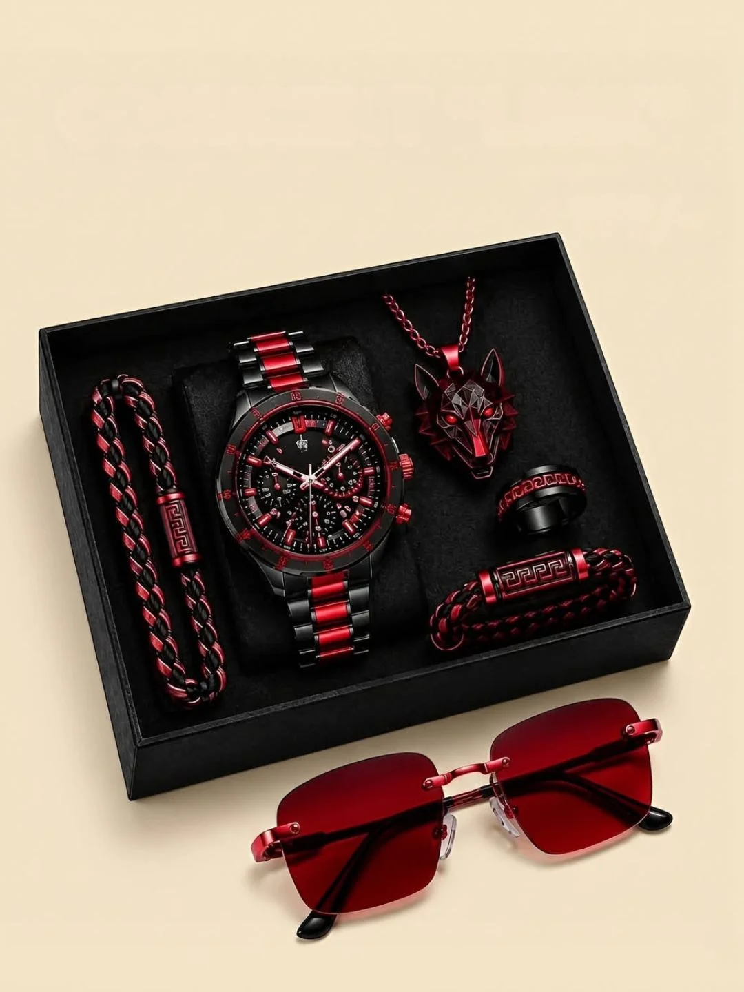 Midnight Wolf & Azure Luxury Men Accessory Gift Set - Image 2