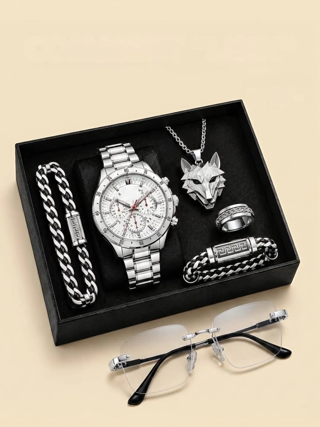 Midnight Wolf & Azure Luxury Men Accessory Gift Set - Image 3
