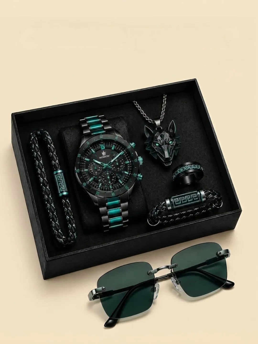 Midnight Wolf & Azure Luxury Men Accessory Gift Set - Image 4