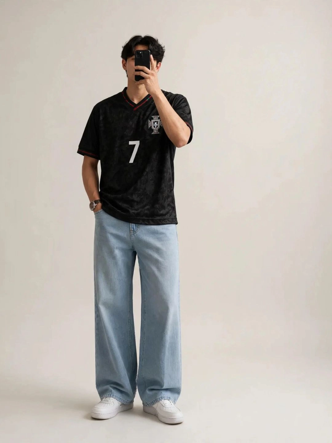 Short-Sleeve Retro Sports Jersey with Number Print - Image 2
