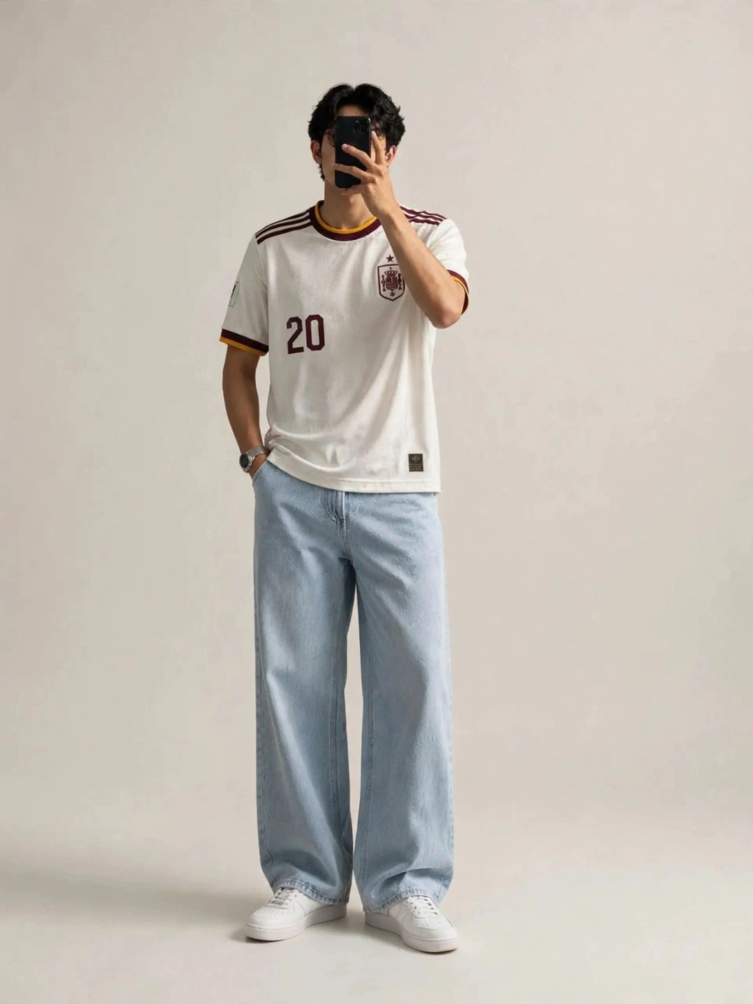 Short-Sleeve Retro Sports Jersey with Number Print