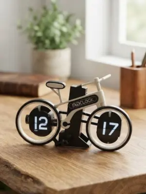 Vintage Bicycle Flip-Dial Table Clock