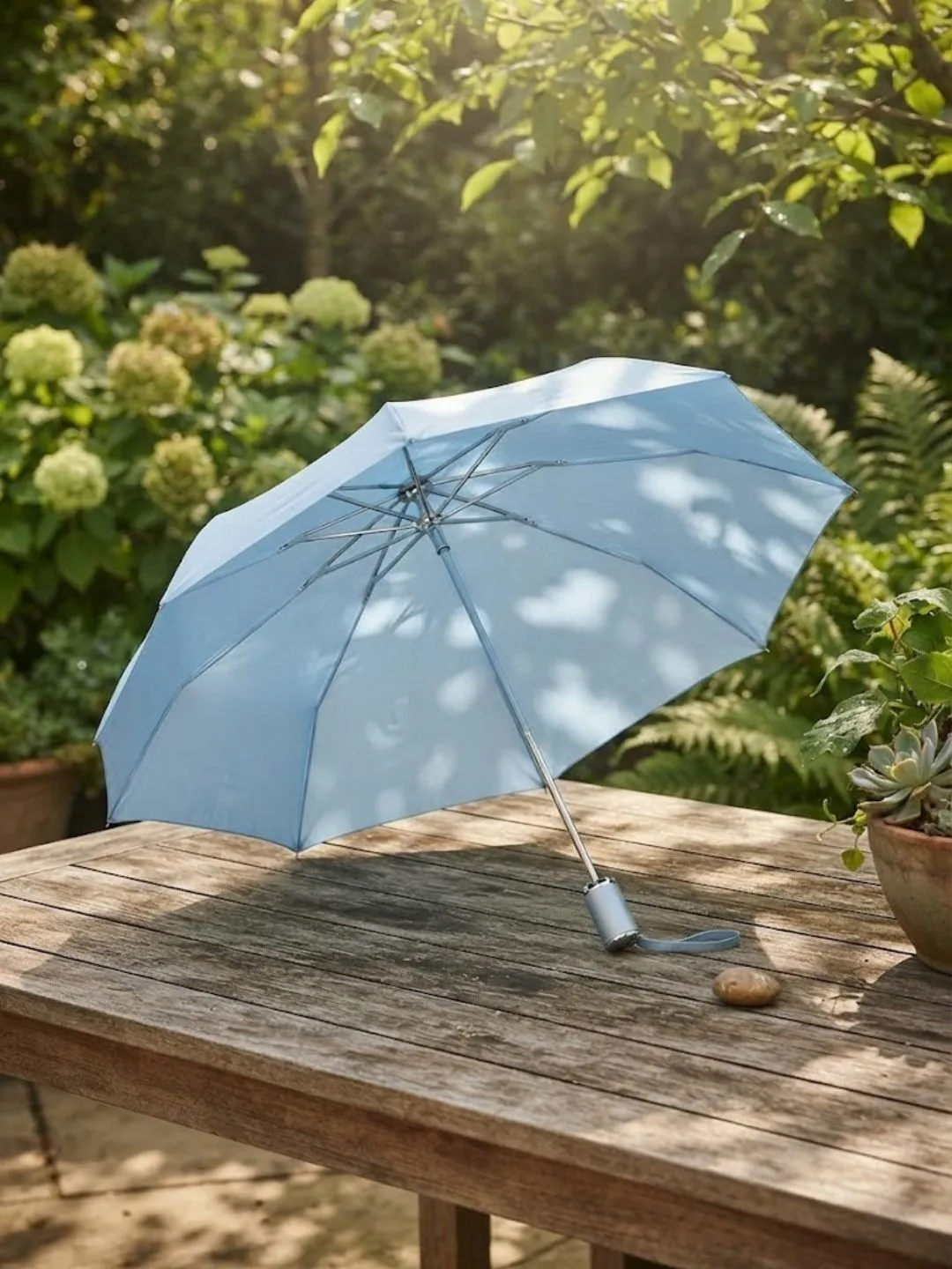 Pastel Sky Blue Compact Travel Umbrella