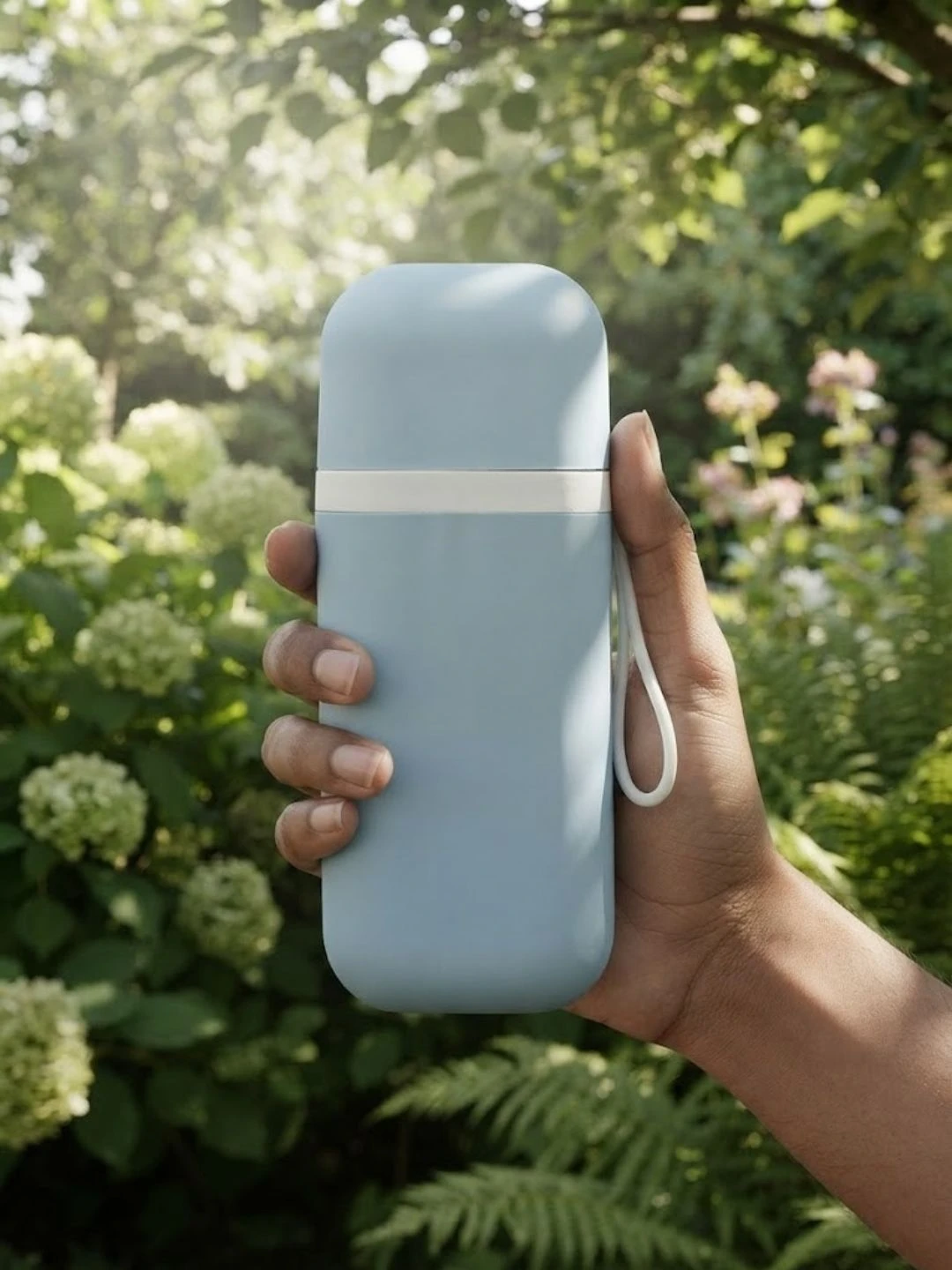 Pastel Sky Blue Compact Travel Umbrella - Image 2