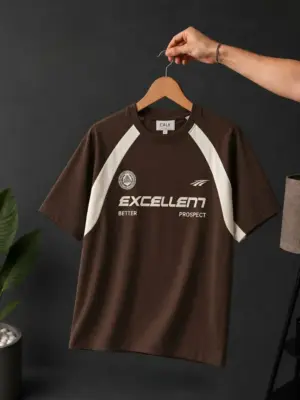 Men Brown & Cream Graphic Print Raglan Short-Sleeve T-Shirt
