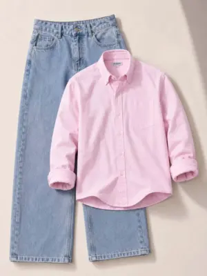 Men Soft Pink Button-Down Long-Sleeve Shirt