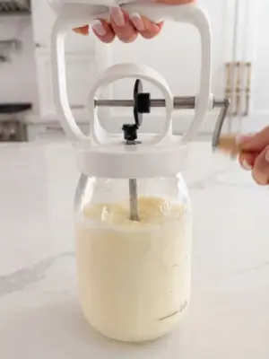 Manual Hand-Crank Butter Churner and Glass Jar