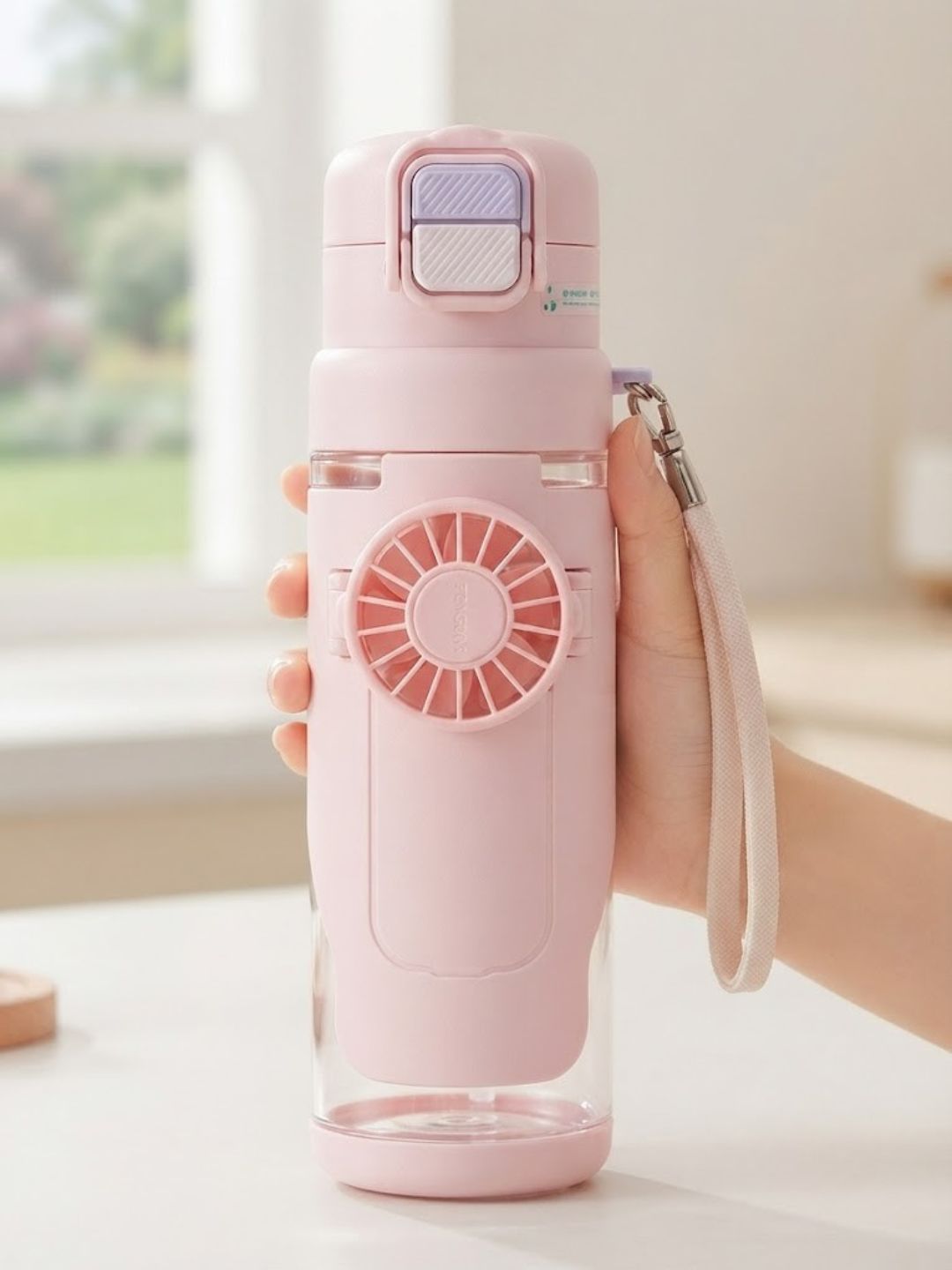 2-in-1 Portable Water Bottle with Detachable Mini Electric Fan - Image 2