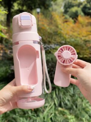 2-in-1 Portable Water Bottle with Detachable Mini Electric Fan
