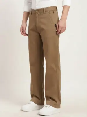 Premium Textured Khaki Casual Trousers for Men
