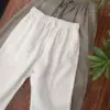 Relaxed Fit Drawstring Linen Trousers for Men