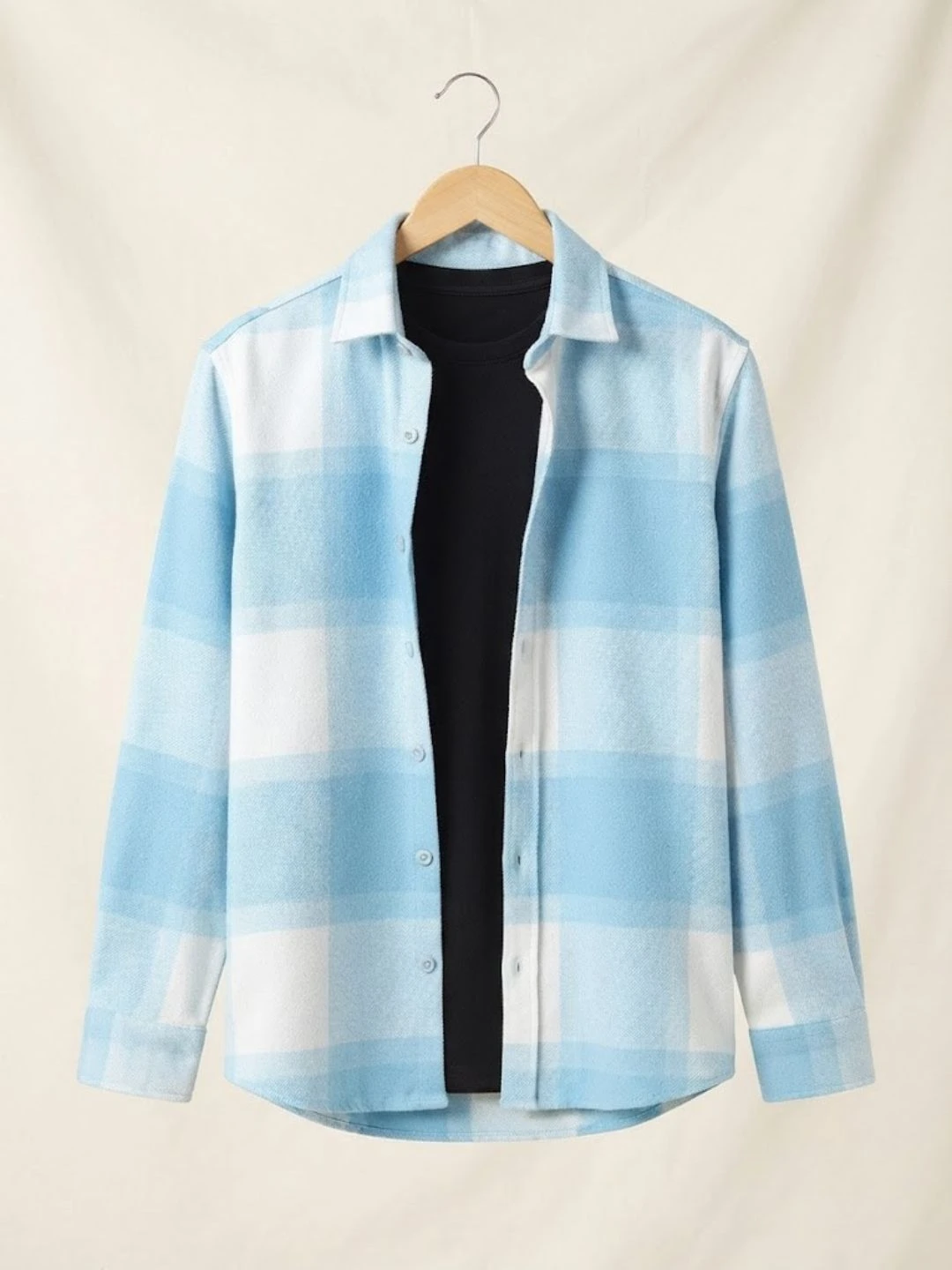 Casual Plaid Overshirt and Inner T-Shirt Combo - Image 2